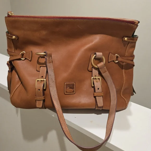 Dooney & Bourke Double Pocket Florentine Satchel - Natural - Picture 5 of 17